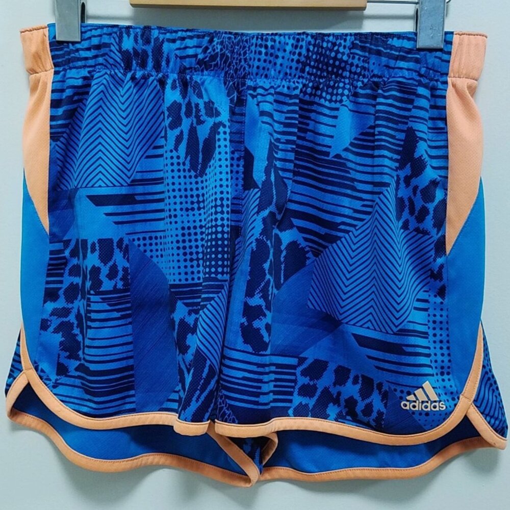 Adidas Womans Shorts Blue Orange Climalite Run Size Medium